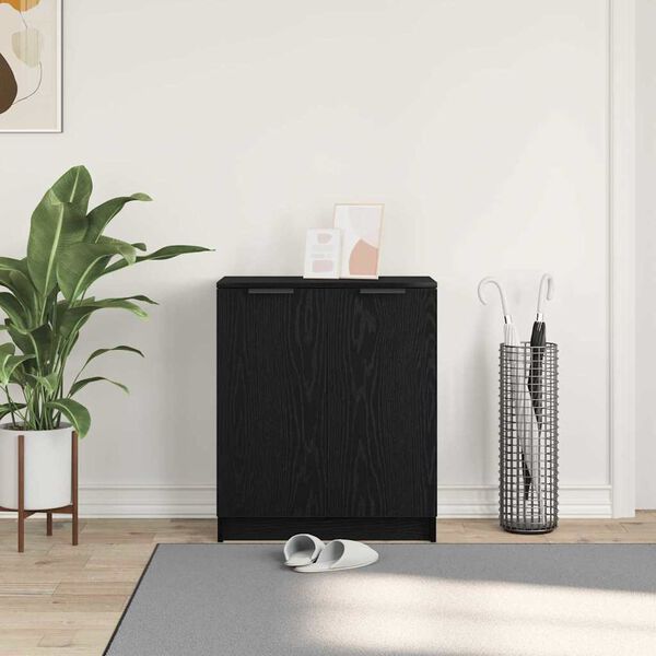 vidaXL Shoe Cabinet Black Oak 23.23 x 13.78 x 27.56 in Engineered Wood