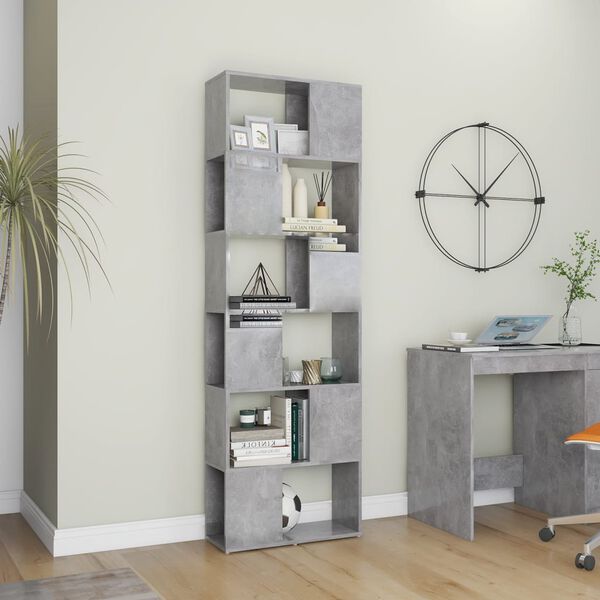 vidaXL Book Cabinet Room Divider Concrete Grey Engineered wood Standard