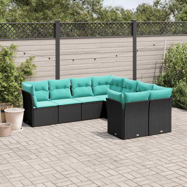 vidaXL Garden Sofa Set Black, Blue