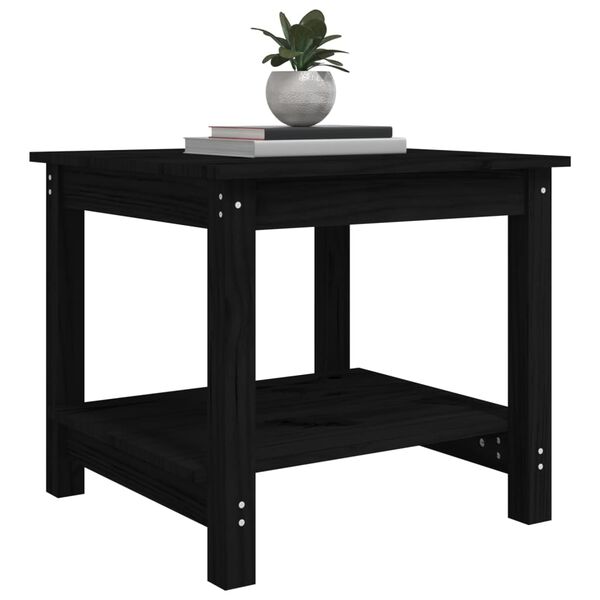vidaXL Coffee Table Black Solid Pine Wood Small Coffee Table Square