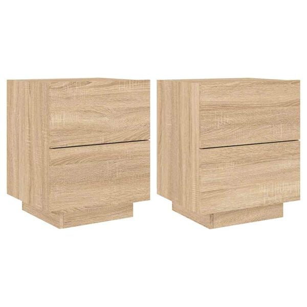 vidaXL Bedside Cabinet Set of 2 Sonoma oak Engineered wood Medium