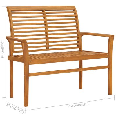 vidaXL Patio Bench with Red Cushion 44.1" Solid Teak Wood