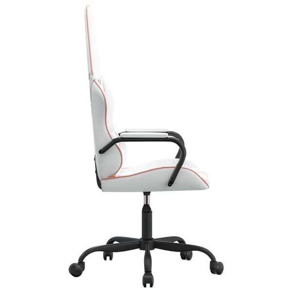 vidaXL Gaming Chair White and Pink PVC, Cotton, Polyester, Metal, Plywood