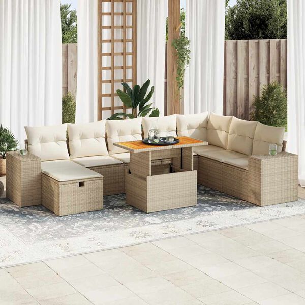 vidaXL Garden Sofa Set Beige PE Rattan Large Modular Garden Sofa Set