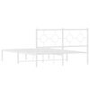 vidaXL Bed Frame White Powder-Coated Steel Double Durable Bed Frame