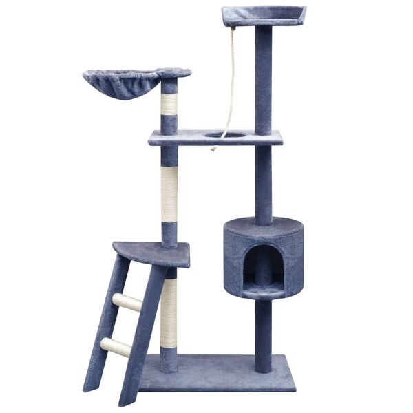 vidaXL Cat Tree Dark Blue Wooden Frame Large Durable Cat Tree Modern