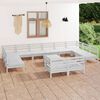 vidaXL Garden Lounge Set White Solid pinewood Modular Garden Lounge Set