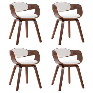 vidaXL Dining Chair Set of 4 White Faux leather Standard Ergonomic