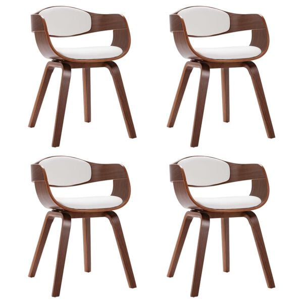 vidaXL Dining Chair Set of 4 White Faux leather Standard Ergonomic