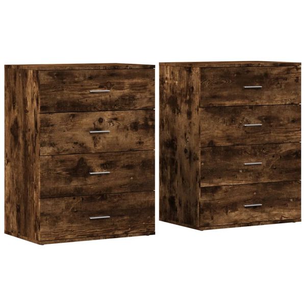 vidaXL Sideboards 2 pcs Smoked Oak 23.6"x15.4"x31.5" Engineered Wood