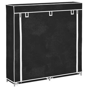 vidaXL Shoe Rack Black Powder-coated steel, Polyethylene fabric