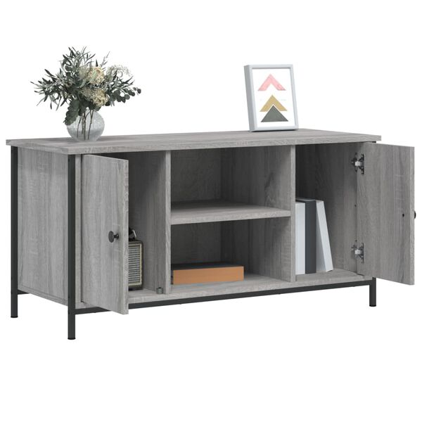 vidaXL TV Cabinet Grey Sonoma Engineered wood, Iron 39.4 x 15.7 x 19.7 in