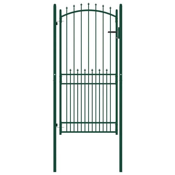 vidaXL Fence Gate with Spikes Steel 39.4x78.7" Green