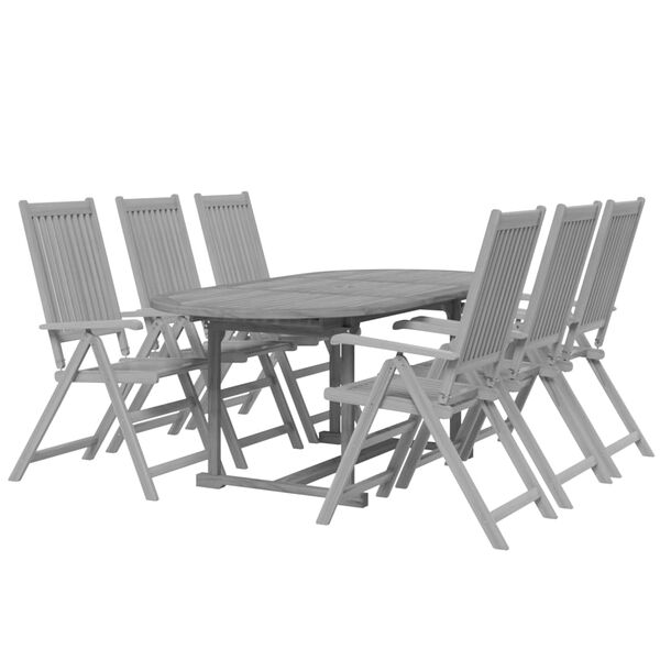 vidaXL Garden Dining Set Grey Solid acacia wood Large Foldable