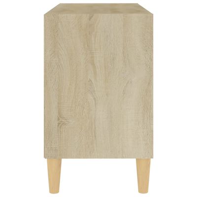 vidaXL TV Cabinet & Solid Wood Legs White and Sonoma Oak 27.4"x11.8"x19.7"