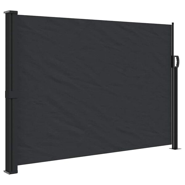 vidaXL Retractable Side Awning Black Polyester with PU coating Large