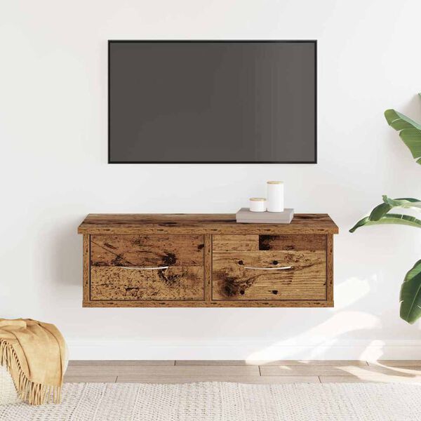 vidaXL Wall Cabinet Old Wood Engineered Wood 23.6x10.2x7.3 in