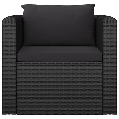 vidaXL Single Sofa with Cushions Poly Rattan Black