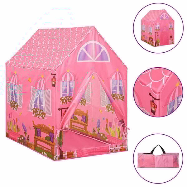 vidaXL Play Tent Pink 170T Polyester, PVC, PE Medium Foldable