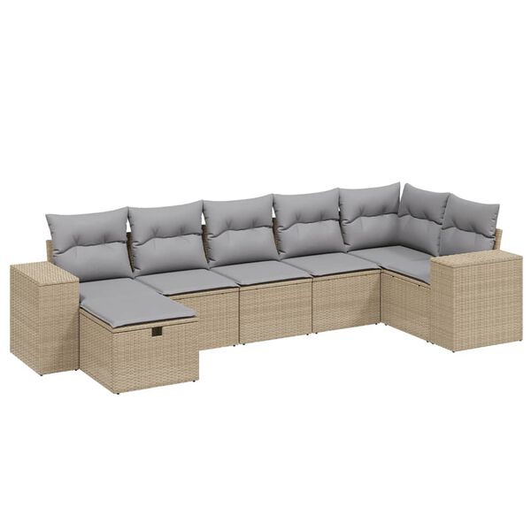 vidaXL Garden Sofa Set Mix Beige Poly Rattan and Steel Large Modular