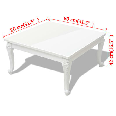 vidaXL Coffee Table 31.5"x31.5"x16.5" High Gloss White