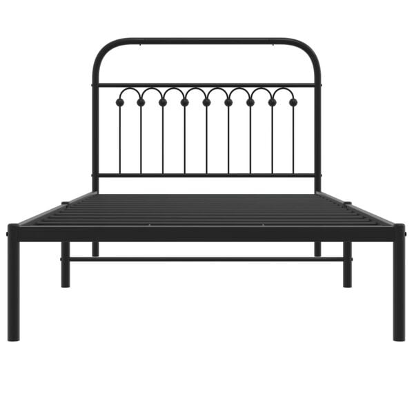 vidaXL Bed Frame Black Steel Twin Bed Frame Rectangular Traditional