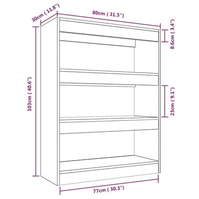 vidaXL Book Cabinet/Room Divider Brown Oak 31.5"x11.8"x40.6" Engineered Wood