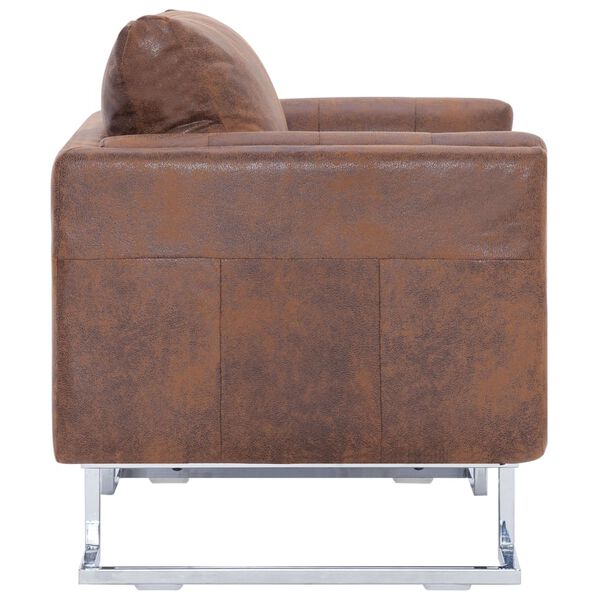 vidaXL Armchairs Brown Faux suede leather, wooden frame, chrome feet