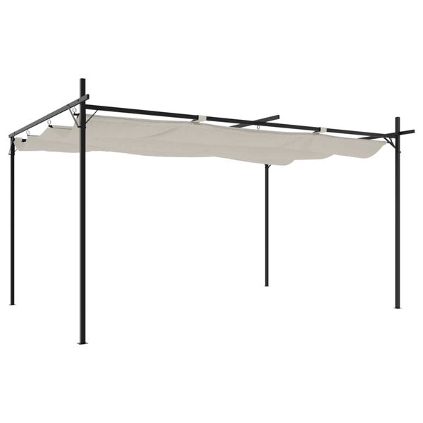vidaXL Pergola with Retractable Roof Cream 155.5"x115"x90.6"