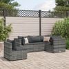 vidaXL Patio Lounge Set Gray PE rattan, powder-coated steel 5 Piece Set