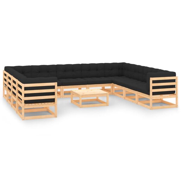 vidaXL Garden Lounge Set Anthracite, Natural Wood Solid Pinewood