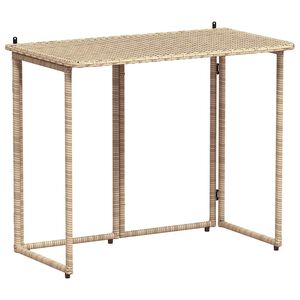 vidaXL Garden Table Beige PE Rattan Compact Foldable