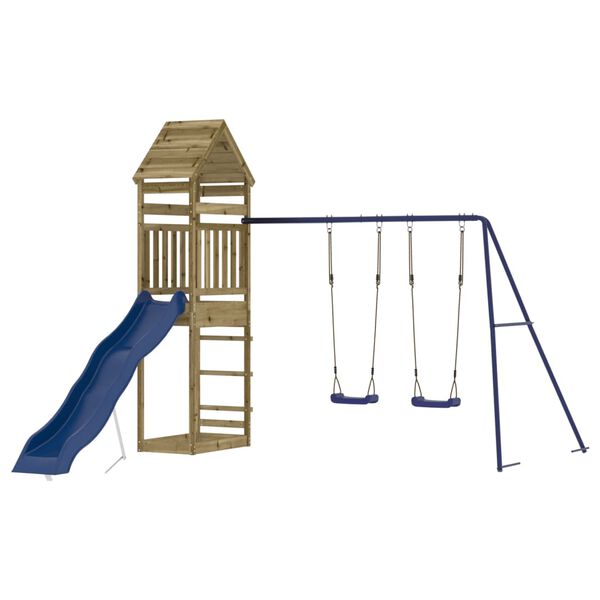 vidaXL Outdoor Playset Natural Wood, Blue