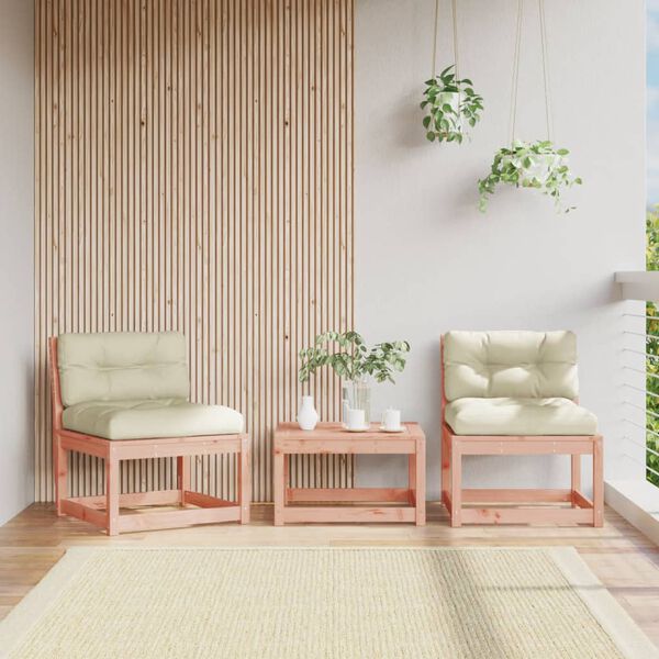 vidaXL Garden Sofa Set of 2 Cream white Solid Douglas wood, Polyester