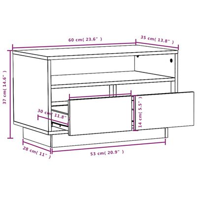 vidaXL TV Cabinet 23.6"x13.8"x14.6" Solid Wood Pine