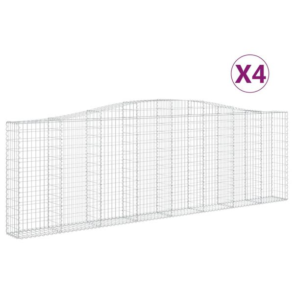 vidaXL Gabion Basket Set of 4 Silver Galvanized iron