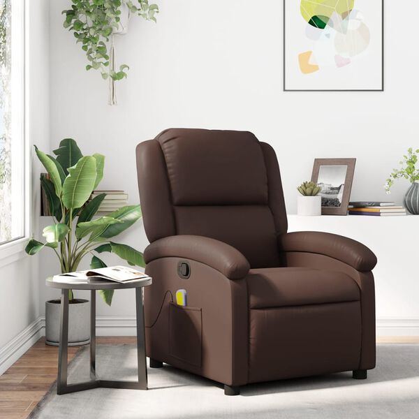 vidaXL Massage Recliner Chair Brown