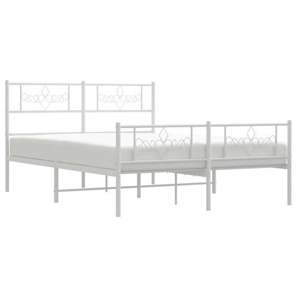 vidaXL Bed Frame White Powder-coated Steel