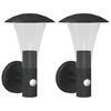 vidaXL Outdoor Wall Light Set of 2 Black Stainless steel and polycarbonate