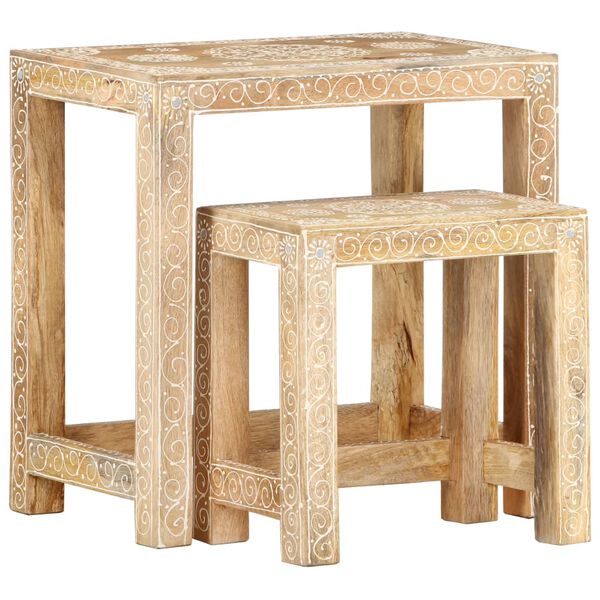 vidaXL Side Table Natural Mango Wood Solid Mango Wood Small