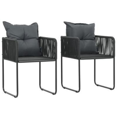 vidaXL Patio Chairs 2 pcs with Pillows Poly Rattan Black