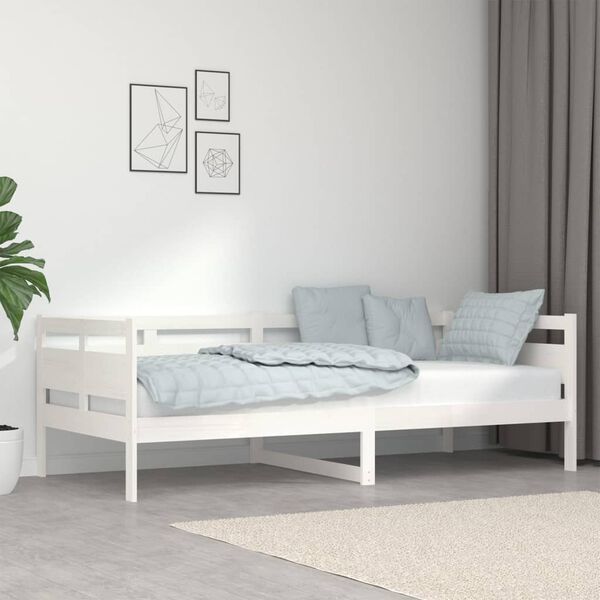 vidaXL Day Bed White Solid Pine Wood, Plywood