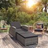 vidaXL Sun Lounger Grey, Dark grey PE rattan, Powder-coated steel, Fabric