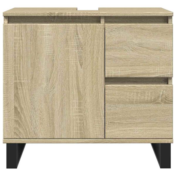 vidaXL Bathroom Cabinet Sonoma oak Engineered wood, Iron Medium
