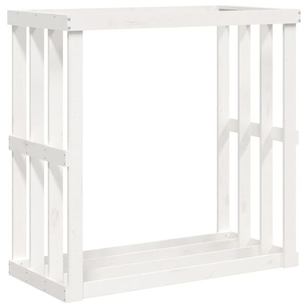 vidaXL Patio Log Holder White 42.5x20.5x41.7" Solid Wood Pine