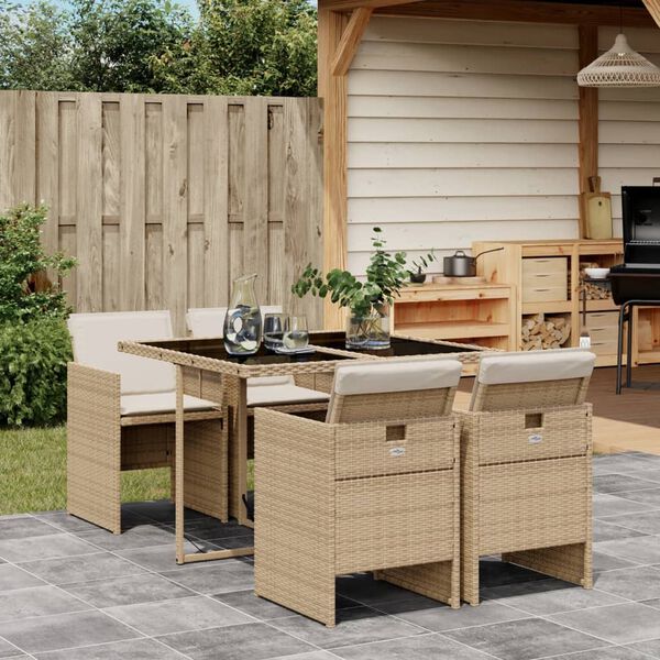 vidaXL Patio Dining Set Set of 4 Beige