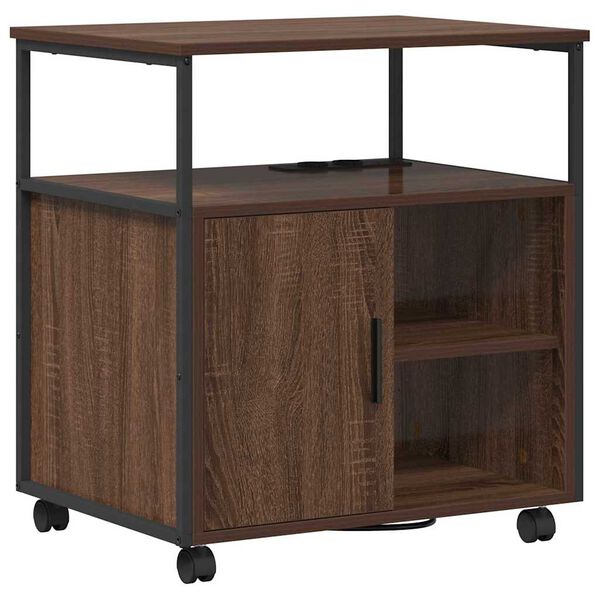 vidaXL Office Cabinet with Charging Station Brown oak 61 x 46 x 67 cm