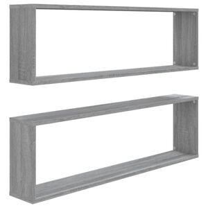 vidaXL Wall Cube Shelf Set of 2 Grey sonoma Engineered wood