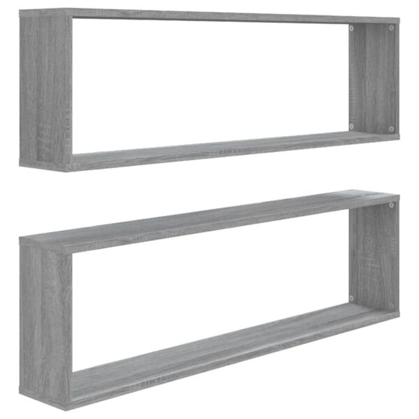 vidaXL Wall Cube Shelf Set of 2 Grey sonoma Engineered wood
