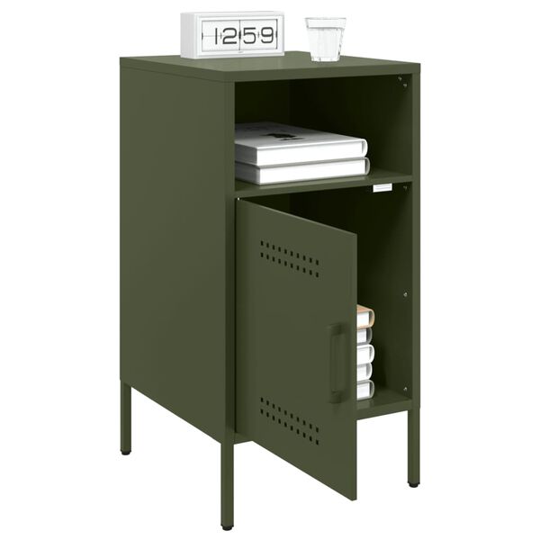 vidaXL Bedside Cabinet Olive Green Cold-rolled steel Small